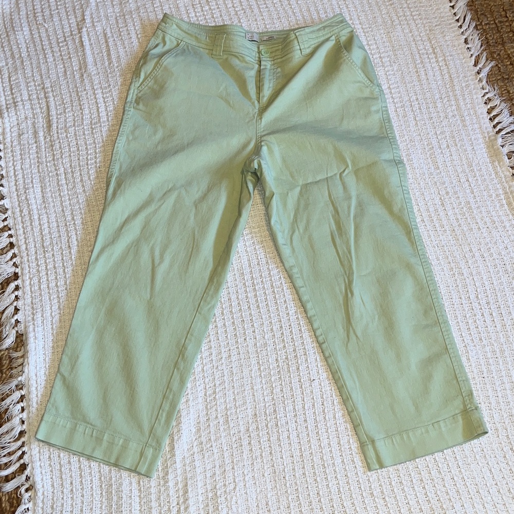 A.new.day Pastel Green wide leg high rise stretch ankle jeans sz 14